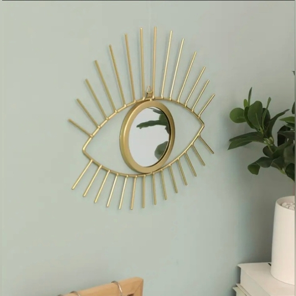 Gold Greek Evil Eye Mirror Wall Hanging Wall Boho Home Decor Art Piece NEW - Picture 3 of 7